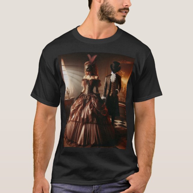 Steampunk Victorian Fantasy Art Masquerade  T Shirt (Framsida)