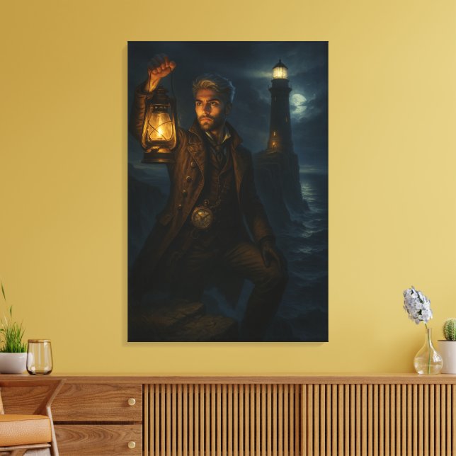 Steampunk Victorian Fantasy Lighthouse Keeper Canvastryck (Insitu (Vardagsrum))