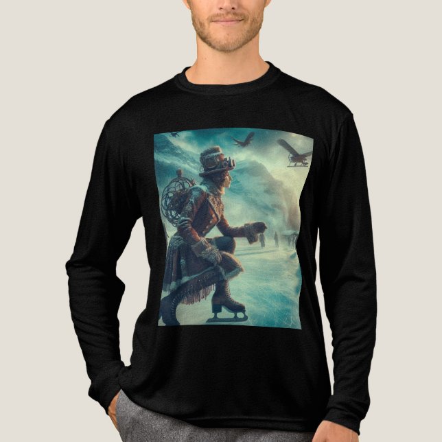 Steampunk Victorian Fantasy Vinter Messenger T Shirt (Framsida)