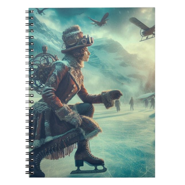 Steampunk Victorian Fantasy Winter Messenger Anteckningsbok (Framsidan)