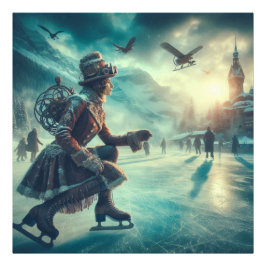Steampunk Victorian Fantasy Winter Messenger Fototryck