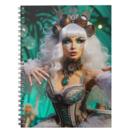 Steampunk Victorian Futuristiska Grönt Dancer Anteckningsbok
