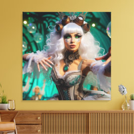 Steampunk Victorian Futuristiska Grönt Dancer Canvastryck