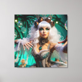 Steampunk Victorian Futuristiska Grönt Dancer Canvastryck