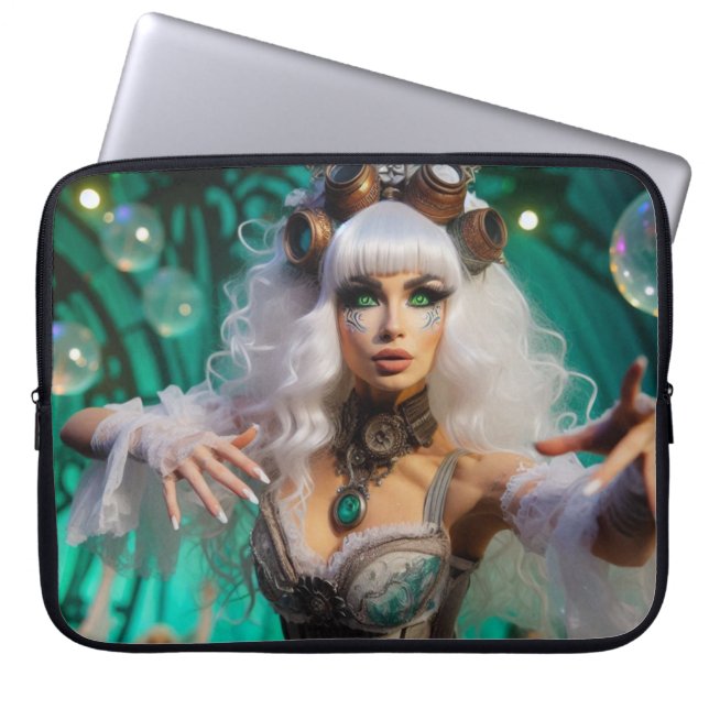 Steampunk Victorian Futuristiska Grönt Dancer Laptop Fodral (Framsidan)