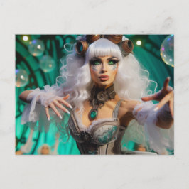 Steampunk Victorian Futuristiska Grönt Dancer Vykort