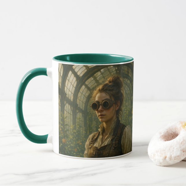 Steampunk Victorian Gardener Art Mugg (Med munk)