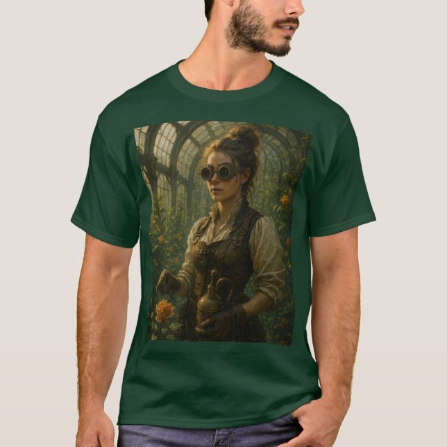 Steampunk Victorian Gardener Art T Shirt (Framsida)