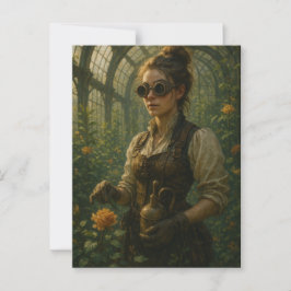 Steampunk Victorian Gardener Art Vykort