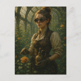 Steampunk Victorian Gardener Art Vykort