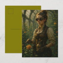 Steampunk Victorian Gardener Art Vykort