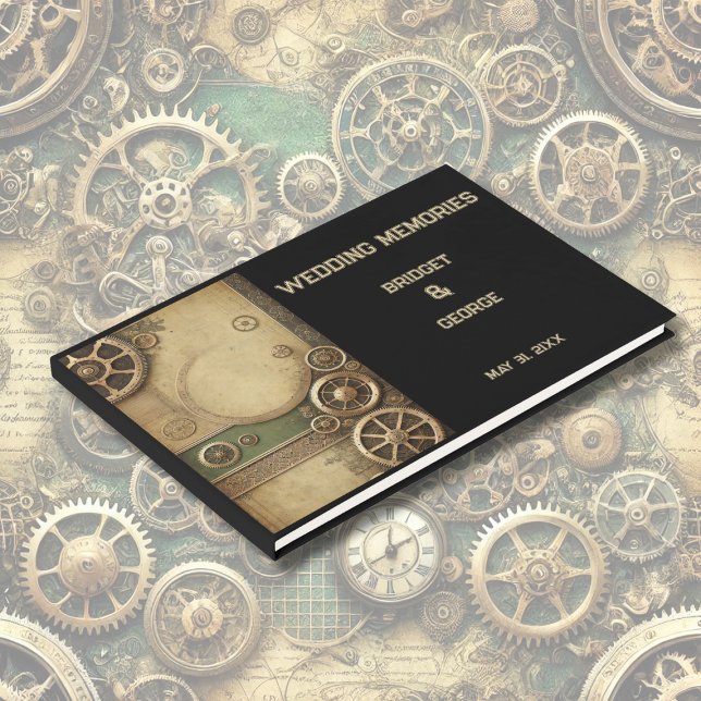 Steampunk Victorian Gearwork Bröllop Gästböcker (Skapare uppladdad)