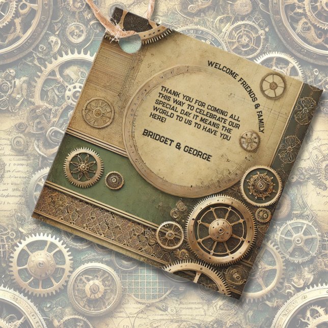 Steampunk Victorian Gearwork Bröllop tack Gåvor Etiketter (Skapare uppladdad)