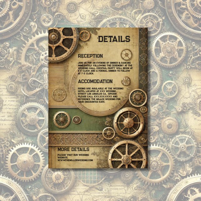 Steampunk Victorian Gearwork Bröllop Tilläggskort (Skapare uppladdad)
