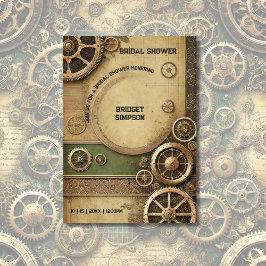 Steampunk Victorian Gearwork Möhippa Inbjudningar