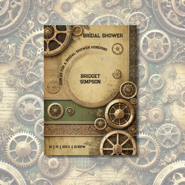 Steampunk Victorian Gearwork Möhippa Inbjudningar (Skapare uppladdad)