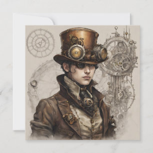 Steampunk Victorian gentleman Artwork Inbjudningar