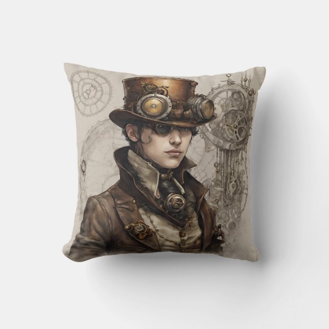 Steampunk Victorian gentleman Artwork Kudde (Framsida)