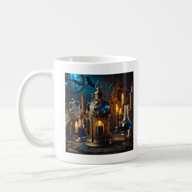 Steampunk Victorian Gothic Scientists Lab Lantern Kaffemugg (Vänster)