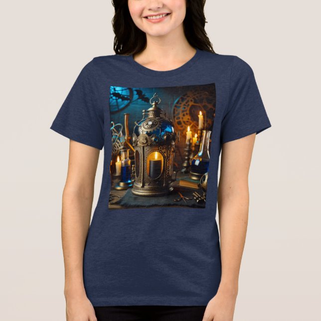 Steampunk Victorian Gothic Scientists Lab Lantern T Shirt (Framsida)