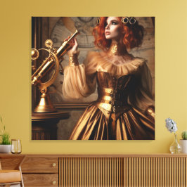Steampunk Victorian Guld Astronomer Canvastryck