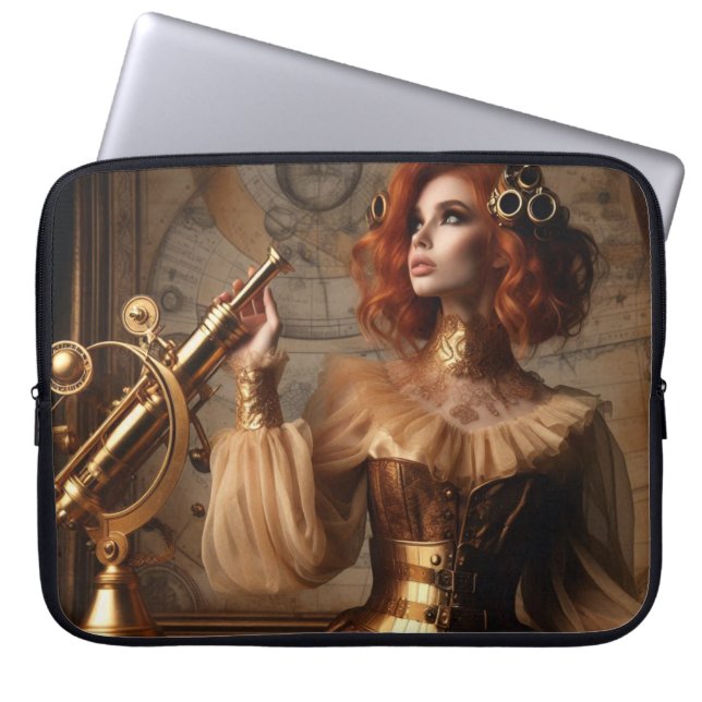 Steampunk Victorian Guld Astronomer Laptop Fodral (Framsidan)