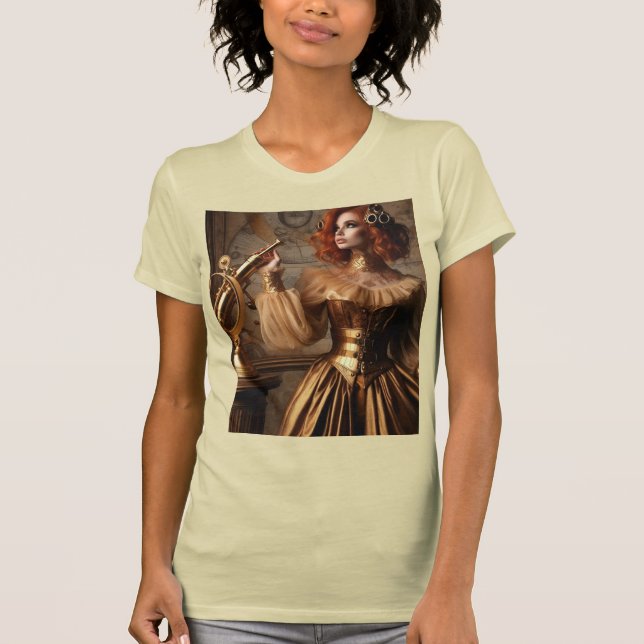 Steampunk Victorian Guld Astronomer T Shirt (Framsida)