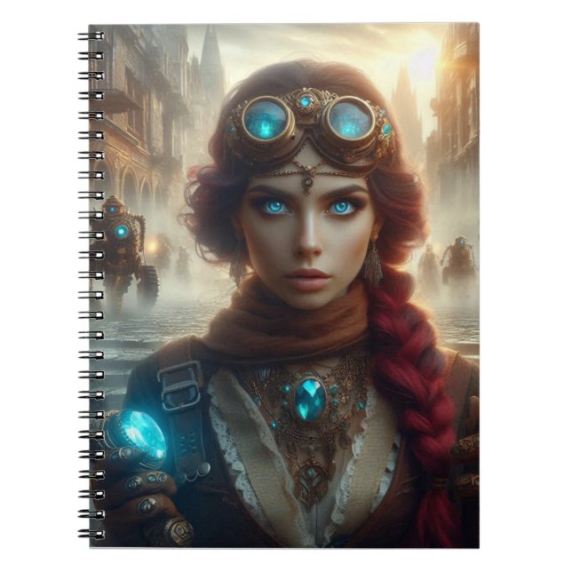 Steampunk Victorian Industrial Dam Adventuress Anteckningsbok (Framsidan)