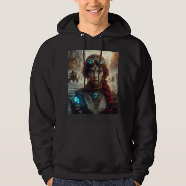 Steampunk Victorian Industrial Dam Adventuress Hoodie (Framsida)