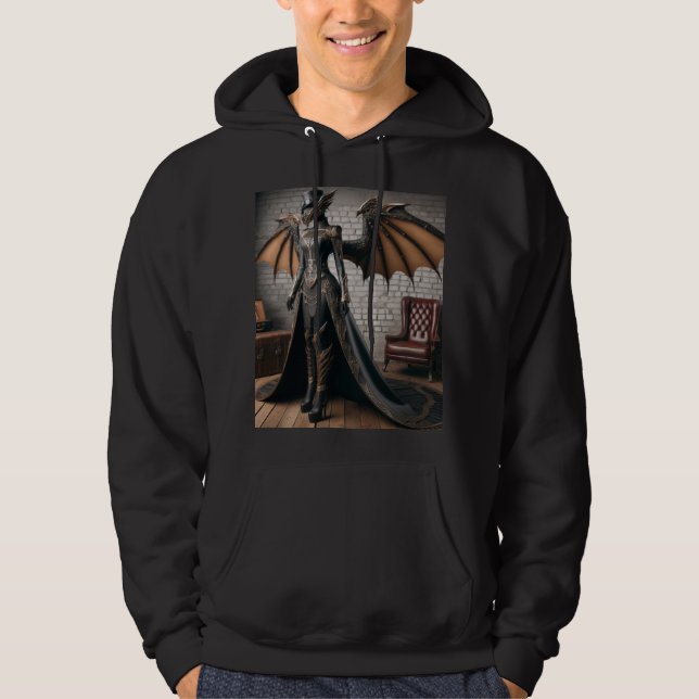 Steampunk Victorian Industrial Dam Dragon Rider Hoodie (Framsida)