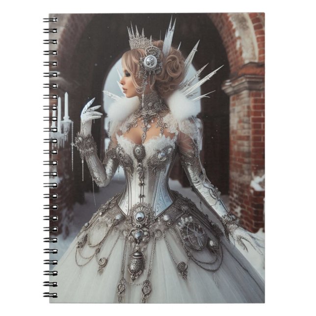 Steampunk Victorian Industrial Winter Ice Queen Anteckningsbok (Framsidan)