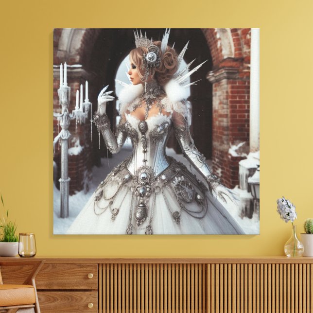 Steampunk Victorian Industrial Winter Ice Queen Canvastryck (Insitu (Vardagsrum))