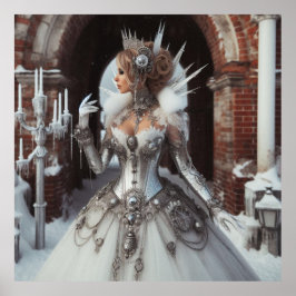 Steampunk Victorian Industrial Winter Ice Queen Poster