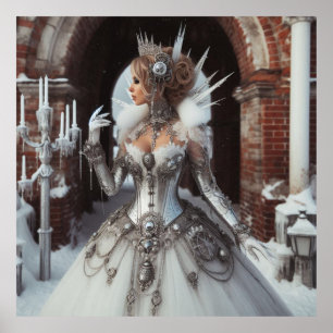 Steampunk Victorian Industrial Winter Ice Queen Poster