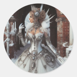 Steampunk Victorian Industrial Winter Ice Queen Runt Klistermärke