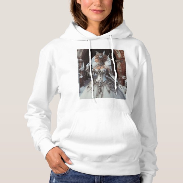 Steampunk Victorian Industrial Winter Ice Queen T Shirt (Framsida)