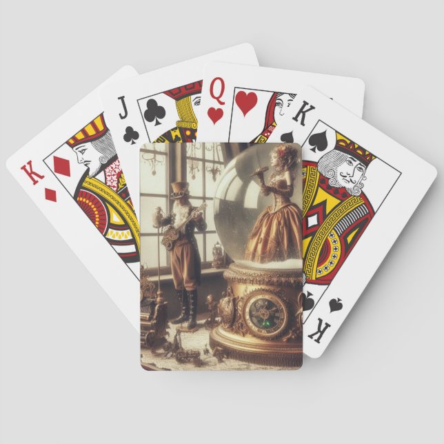 Steampunk Victorian Music Snö Globe Performers Casinokort (Baksidan)