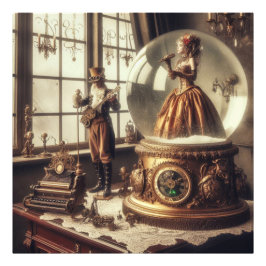 Steampunk Victorian Music Snö Globe Performers Fototryck