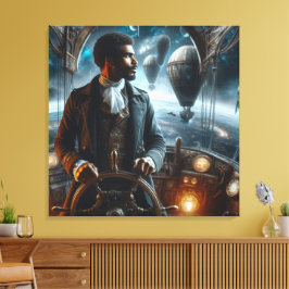 Steampunk Victorian Rymdluftkapten Canvastryck