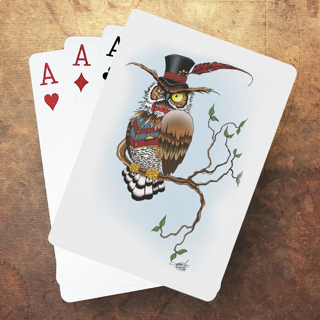 Steampunk Victorian Uggla Casinokort (Skapare uppladdad)