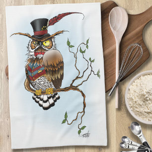 Steampunk VIctorian Uggla Kökshandduk