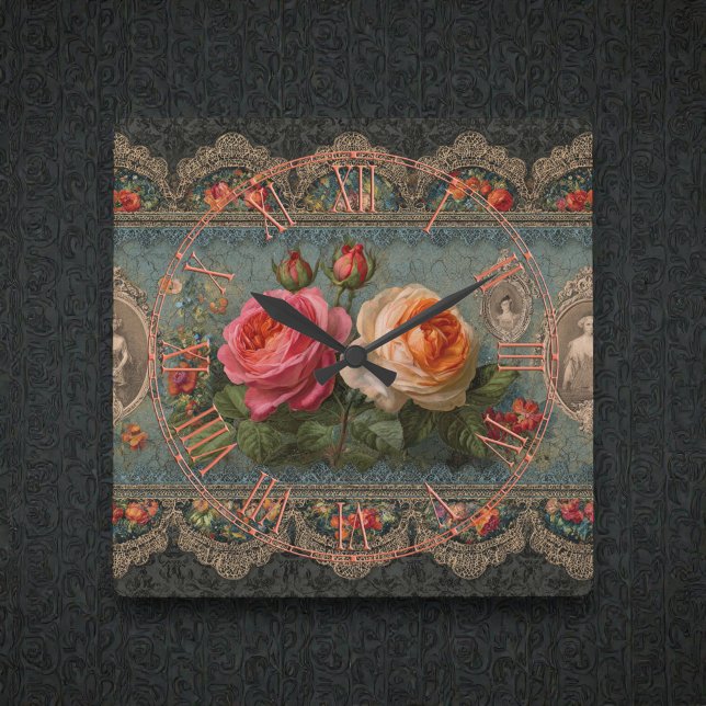 Steampunk Victorian Wall Clock Fyrkantig Klocka (Skapare uppladdad)