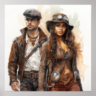Steampunk Vigilance Fearless Explorer Art Poster