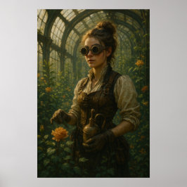 Steampunk viktoriansk trädgårdskonst poster