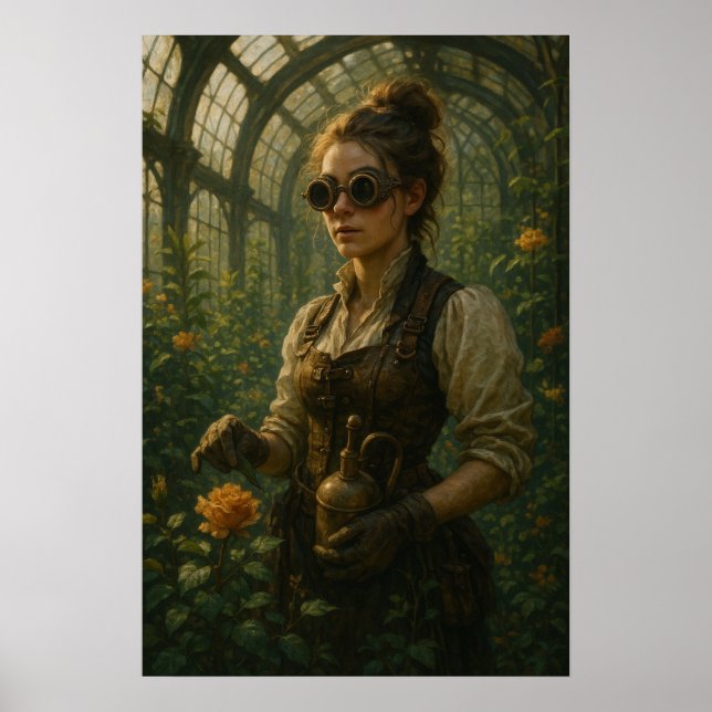 Steampunk viktoriansk trädgårdskonst poster (Framsidan)