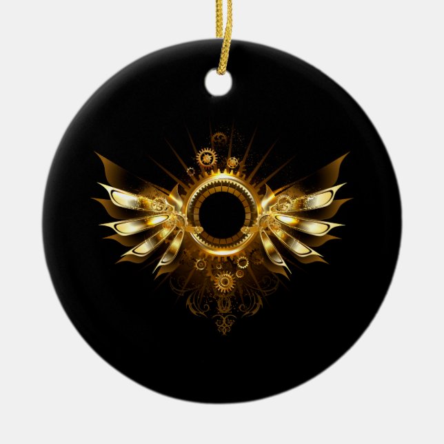 Steampunk vingar julgransprydnad keramik (Framsidan)
