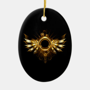 Steampunk vingar julgransprydnad keramik