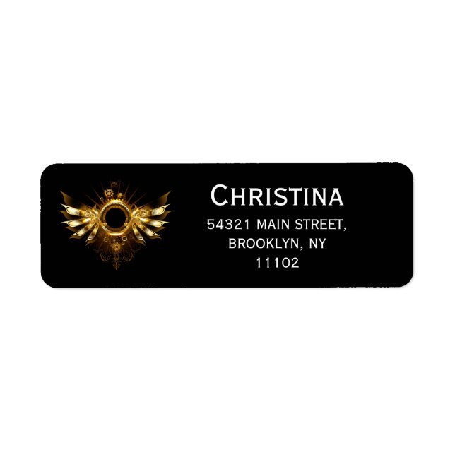 Steampunk vingar returadress etikett (Framsidan)