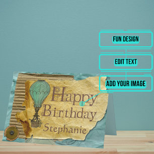 Steampunk Vintage Birthday Kort
