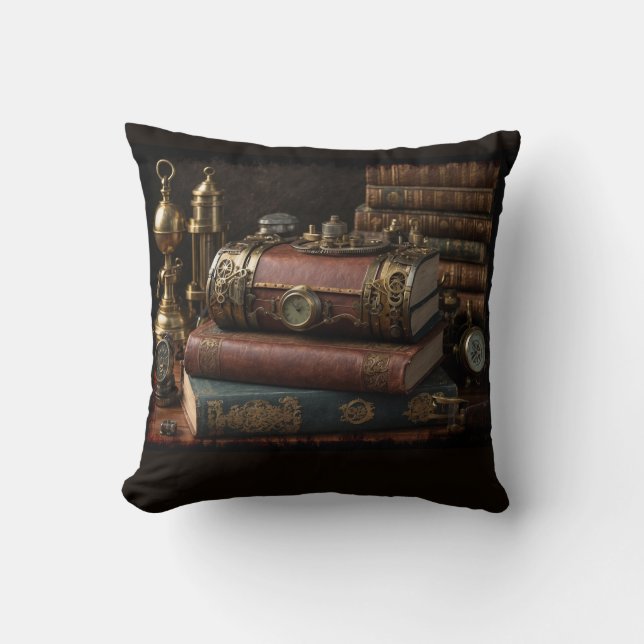 Steampunk Vintage Bokar Kudde (Framsida)